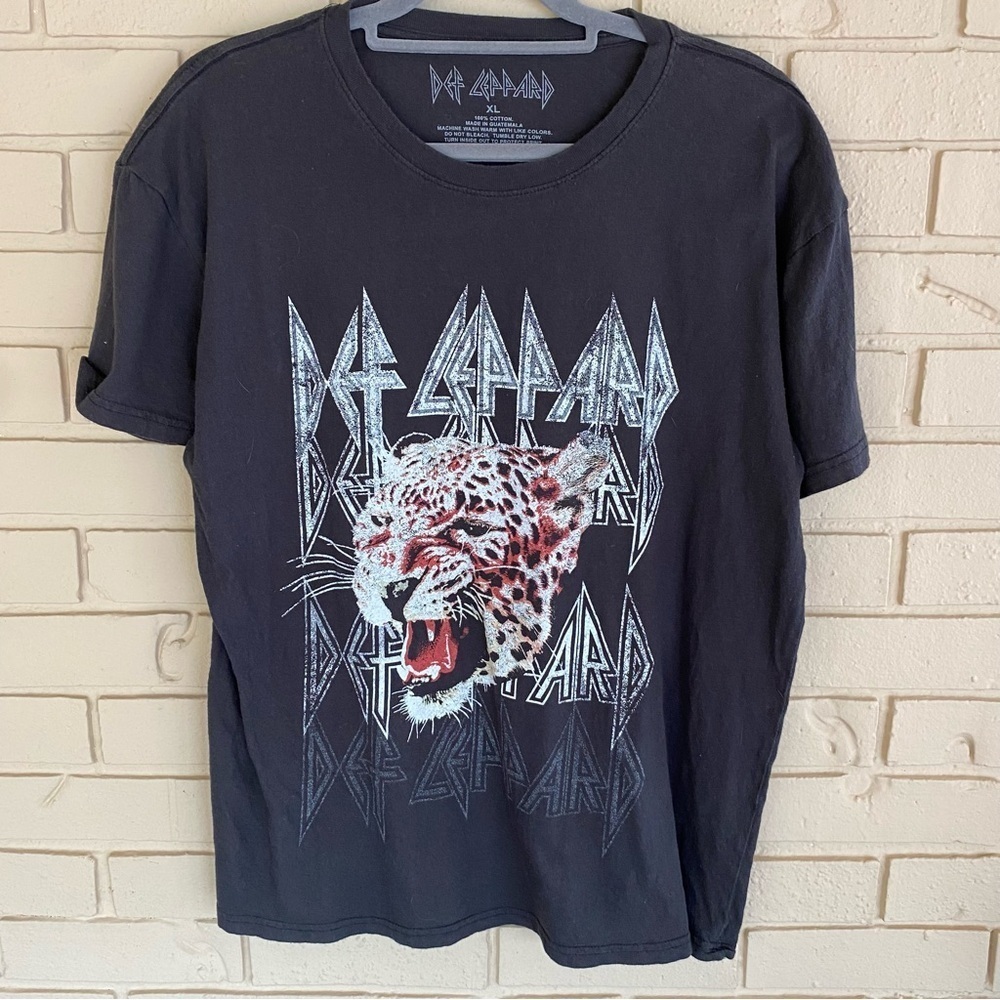 Def Leppard Band T-Shirt Adult XL Black Graphic Tee Rock 90s Cotton